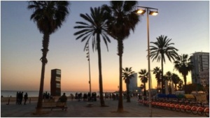 Cool, winter sunsets on Barceloneta beach are a must