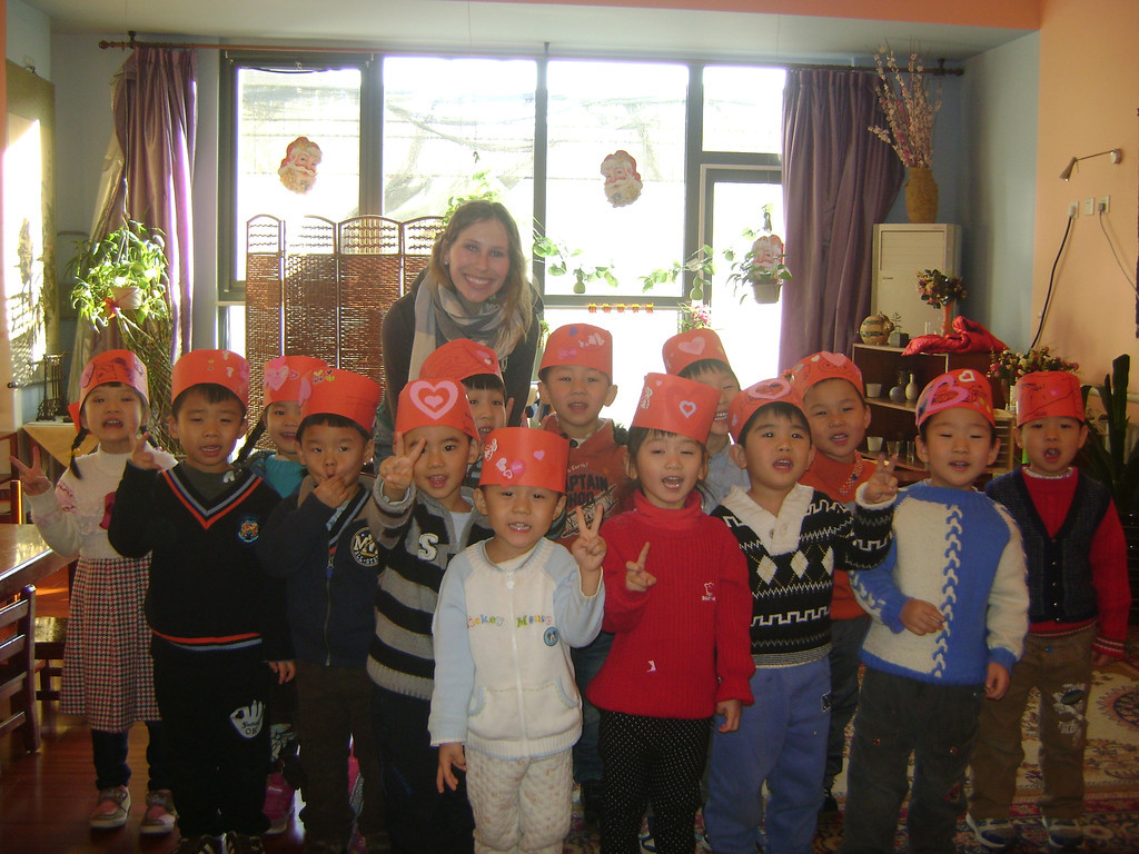 My kindergarten class in Beijing on Valentine's Day, teaching in China